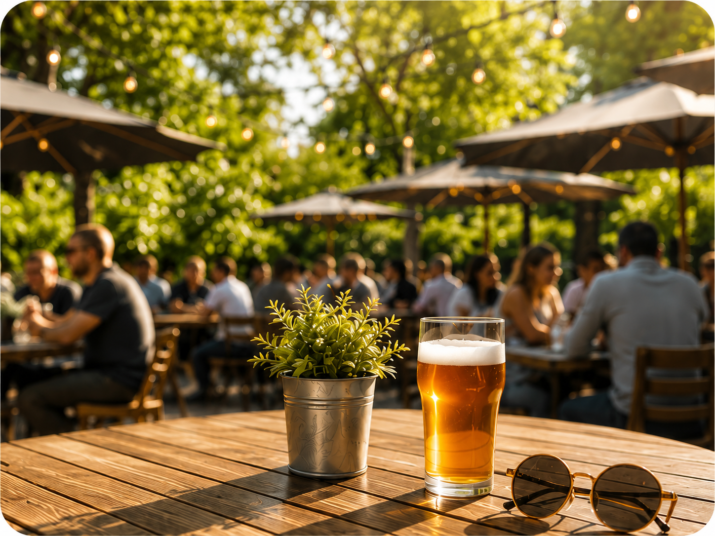 Beer garden in the sun